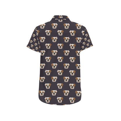 Bulldogs Pattern Print Design 03 Men's Short Sleeve Button Up Shirt