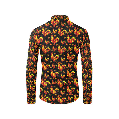 Rooster Print Themed Men's Long Sleeve Shirt