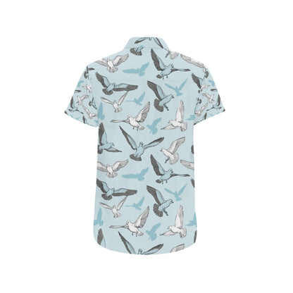Pigeon Pattern Print Design 03 Men's Short Sleeve Button Up Shirt