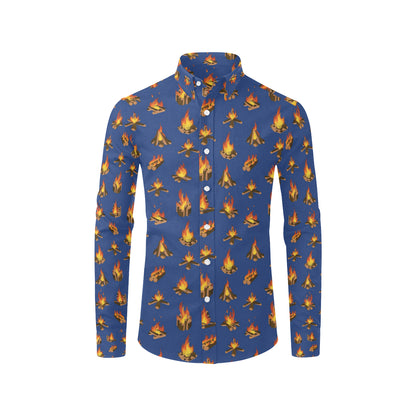 Campfire Pattern Print Design 03 Men's Long Sleeve Shirt