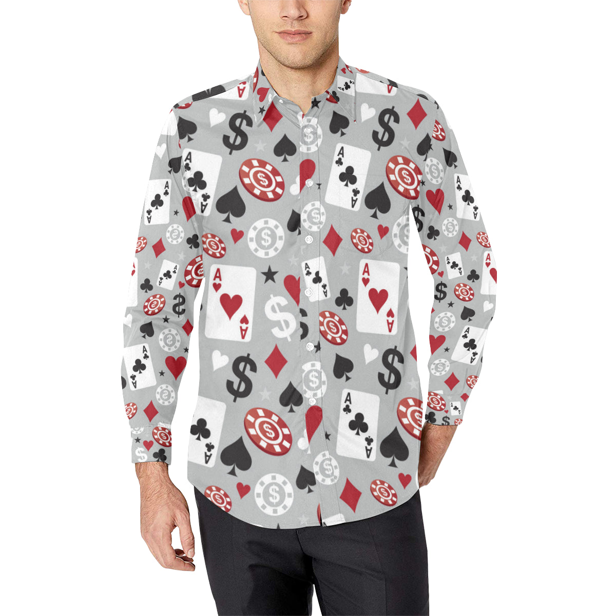 Casino Pattern Print Design 01 Men's Long Sleeve Shirt