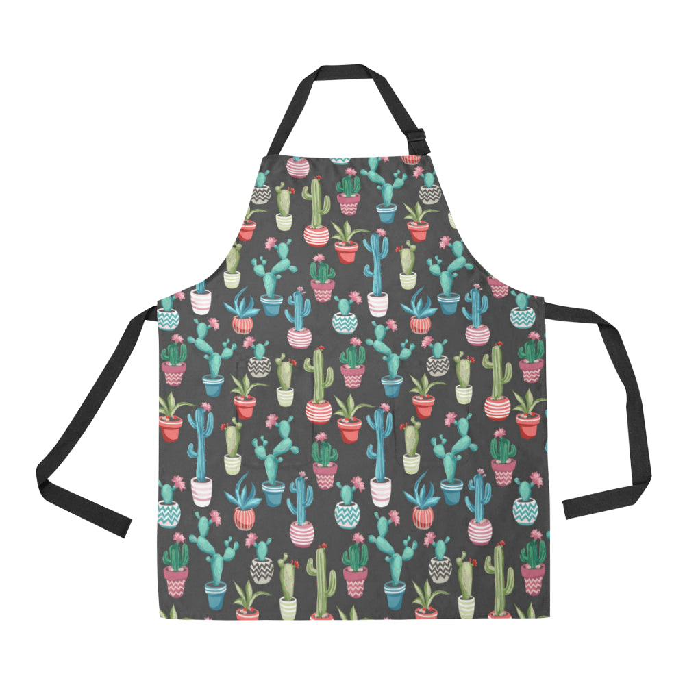 Cactus Pattern Print Design 02 Apron with Pocket