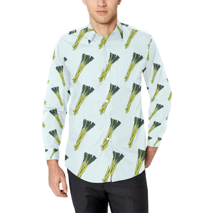 Leek Pattern Print Design 03 Men's Long Sleeve Shirt