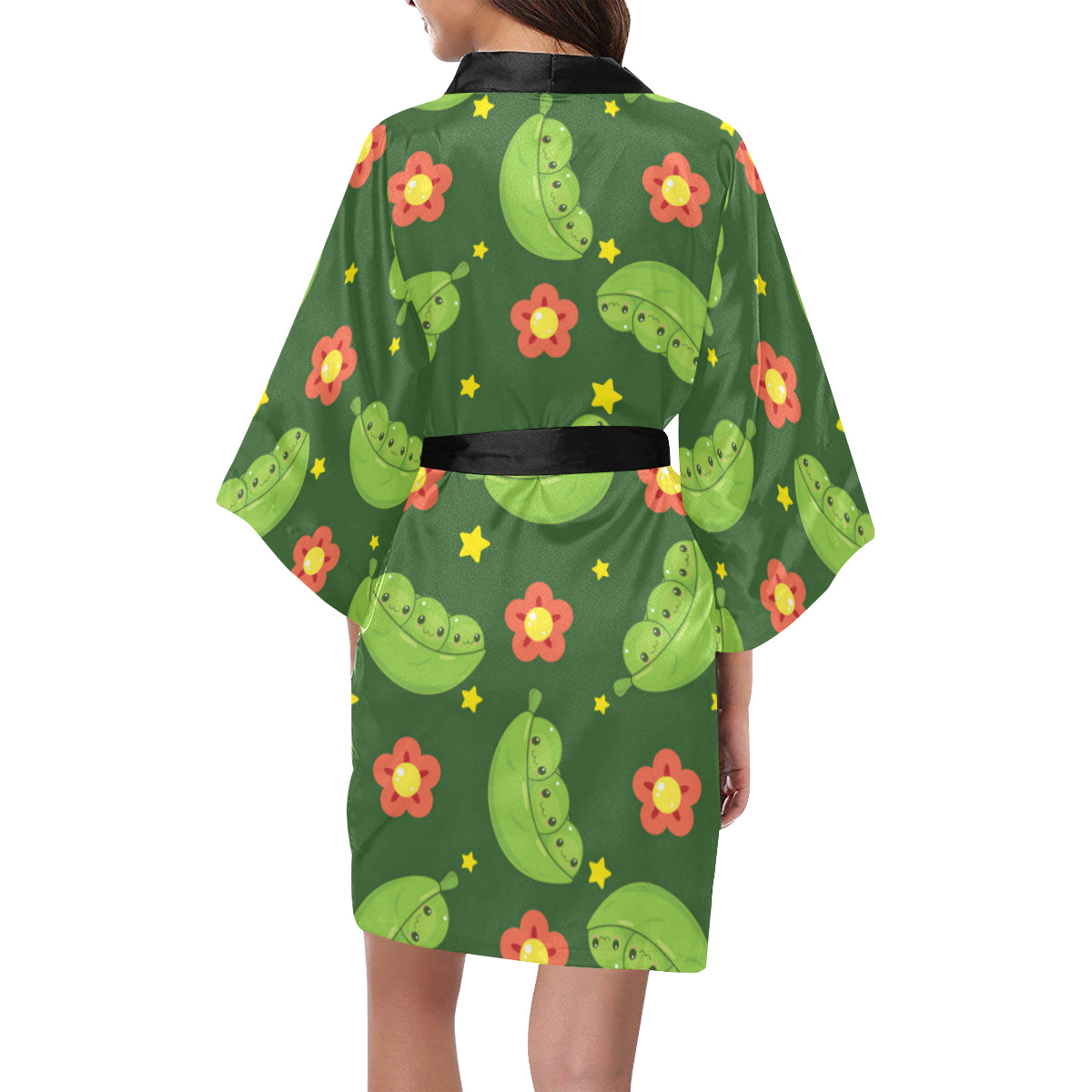 Peas Pattern Print Design A01 Women's Short Kimono