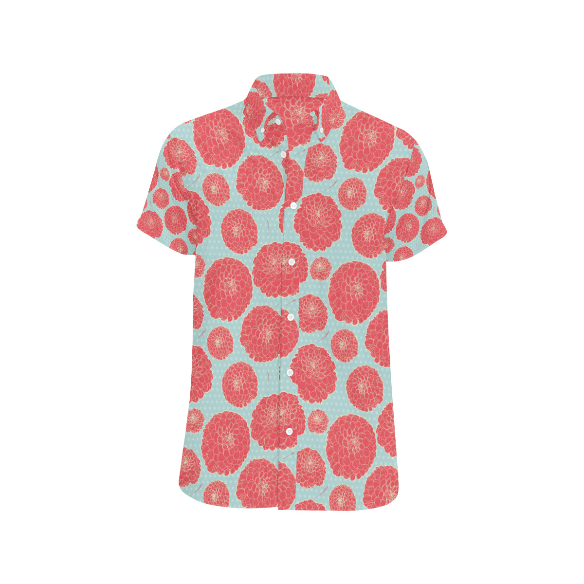 Marigold Pattern Print Design MR03 Men's Short Sleeve Button Up Shirt