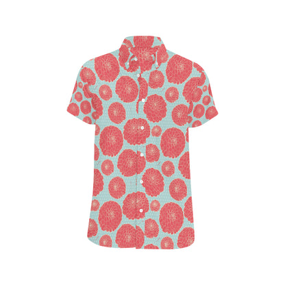 Marigold Pattern Print Design MR03 Men's Short Sleeve Button Up Shirt