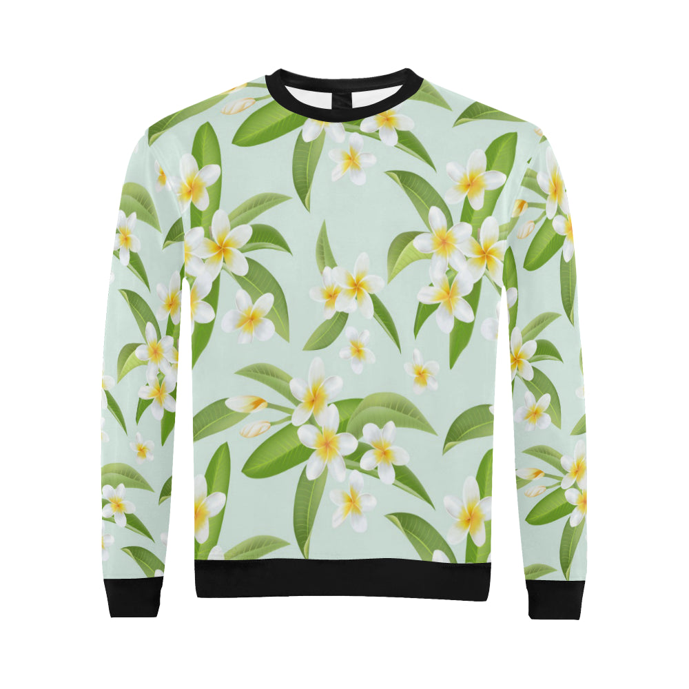 Yellow Plumeria Pattern Print Design PM024 Men Long Sleeve Sweatshirt