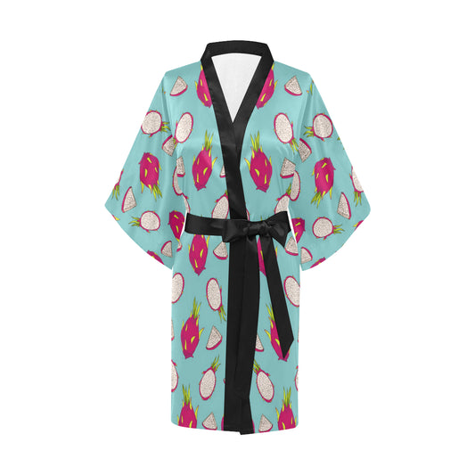 Dragonfruit Pattern Print Design DF01 Women Kimono Robe