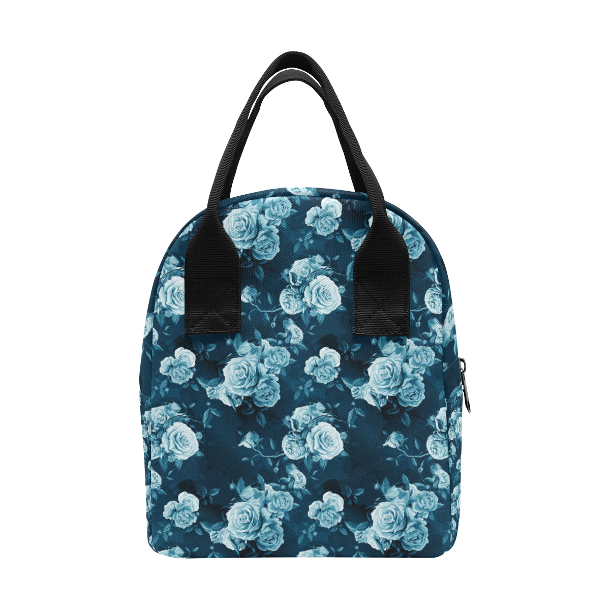 Rose Blue Pattern Print Design RO014 Insulated Lunch Bag