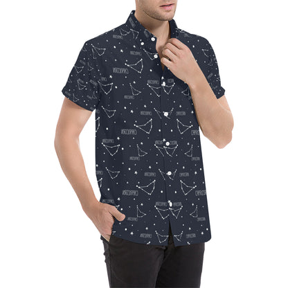 Capricorn Zodiac Pattern Print Design 01 Men's Short Sleeve Button Up Shirt