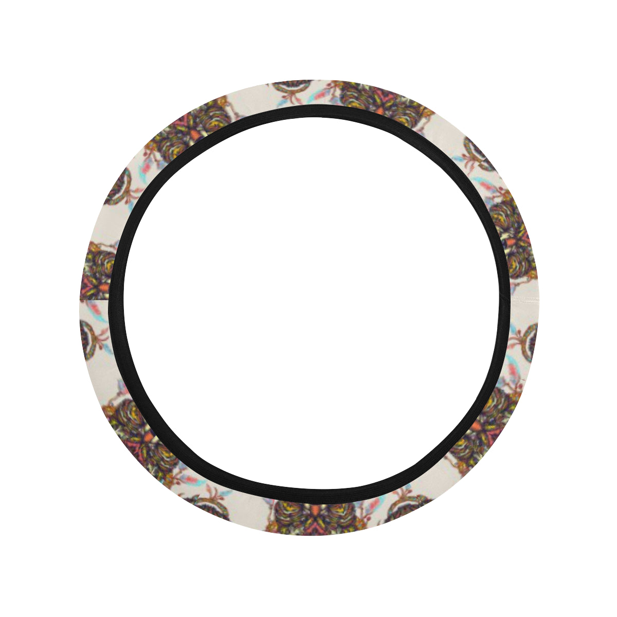 Wolf Tribal Dream Catcher Design Print Steering Wheel Cover with Elastic Edge