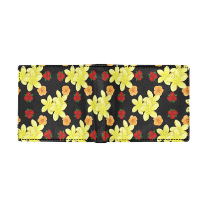 Yellow Plumeria Pattern Print Design PM04 Men's ID Card Wallet