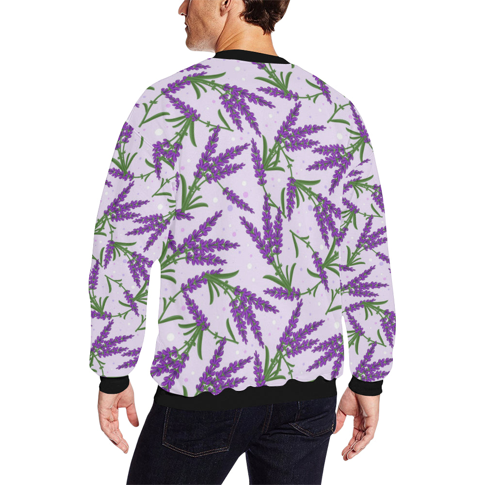 Lavender Pattern Print Design LV02 Men Long Sleeve Sweatshirt