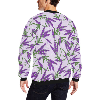 Lavender Pattern Print Design LV02 Men Long Sleeve Sweatshirt