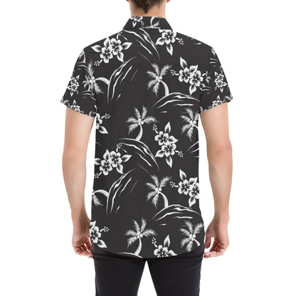 Palm Tree Pattern Print Design PT02 Men's Short Sleeve Button Up Shirt