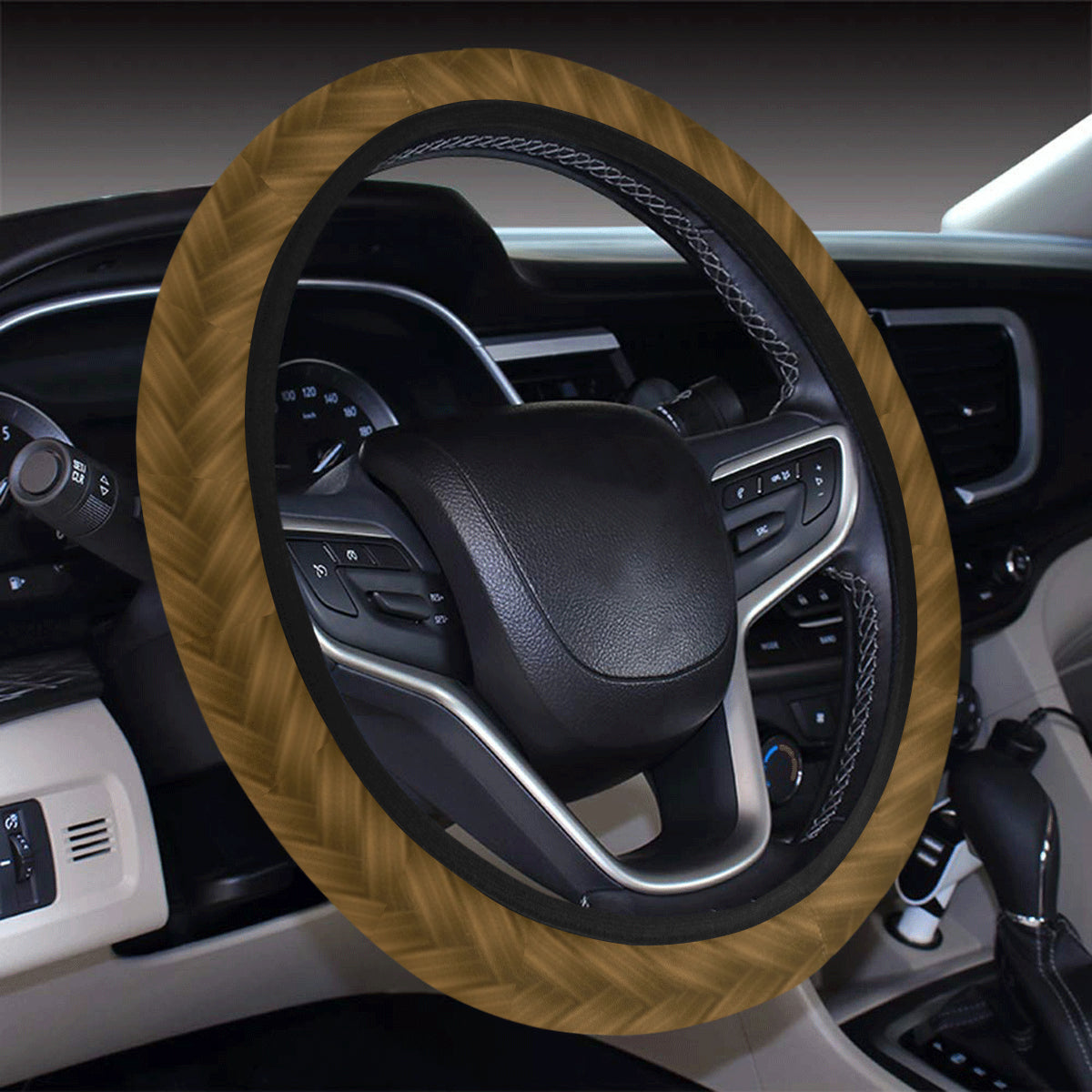 Cable Knit Pattern Print Design 02 Steering Wheel Cover with Elastic Edge