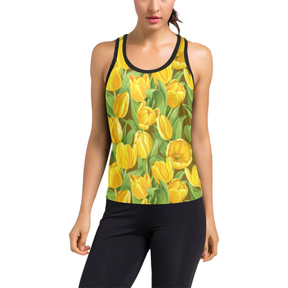 Tulip Yellow Pattern Print Design TP010 Women's Racerback Tank Top