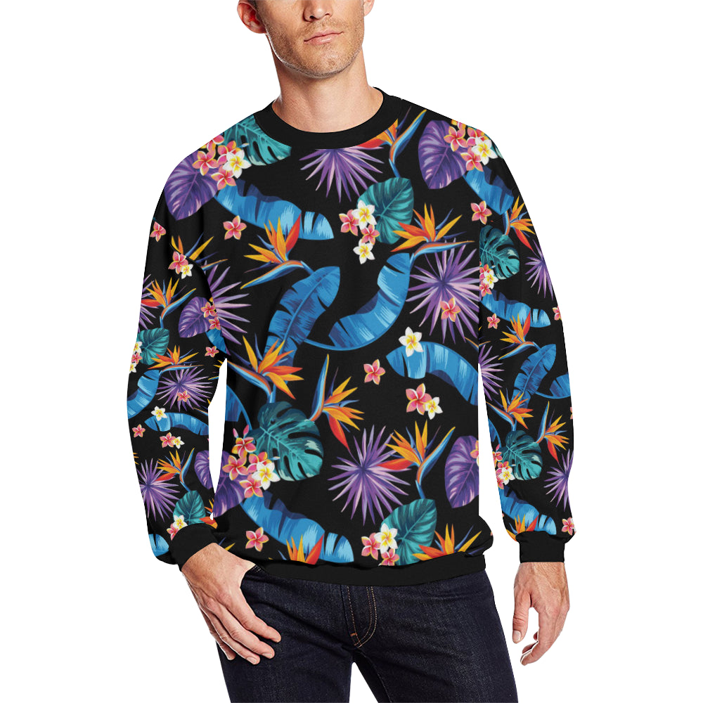 Tropical Flower Pattern Print Design TF018 Men Long Sleeve Sweatshirt