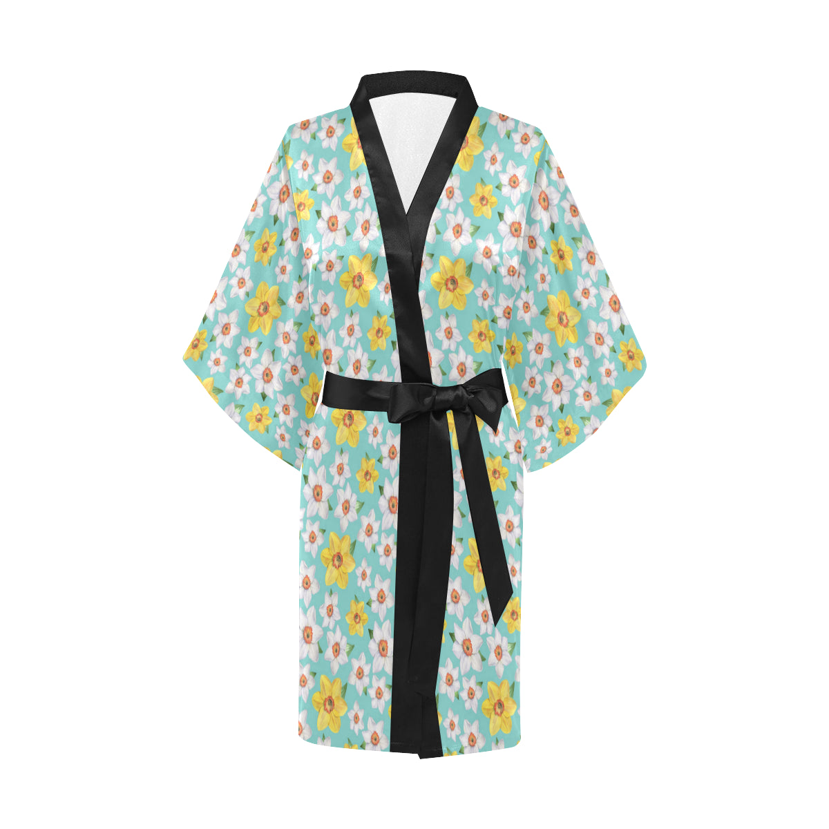 Daffodils Pattern Print Design 02 Women's Short Kimono
