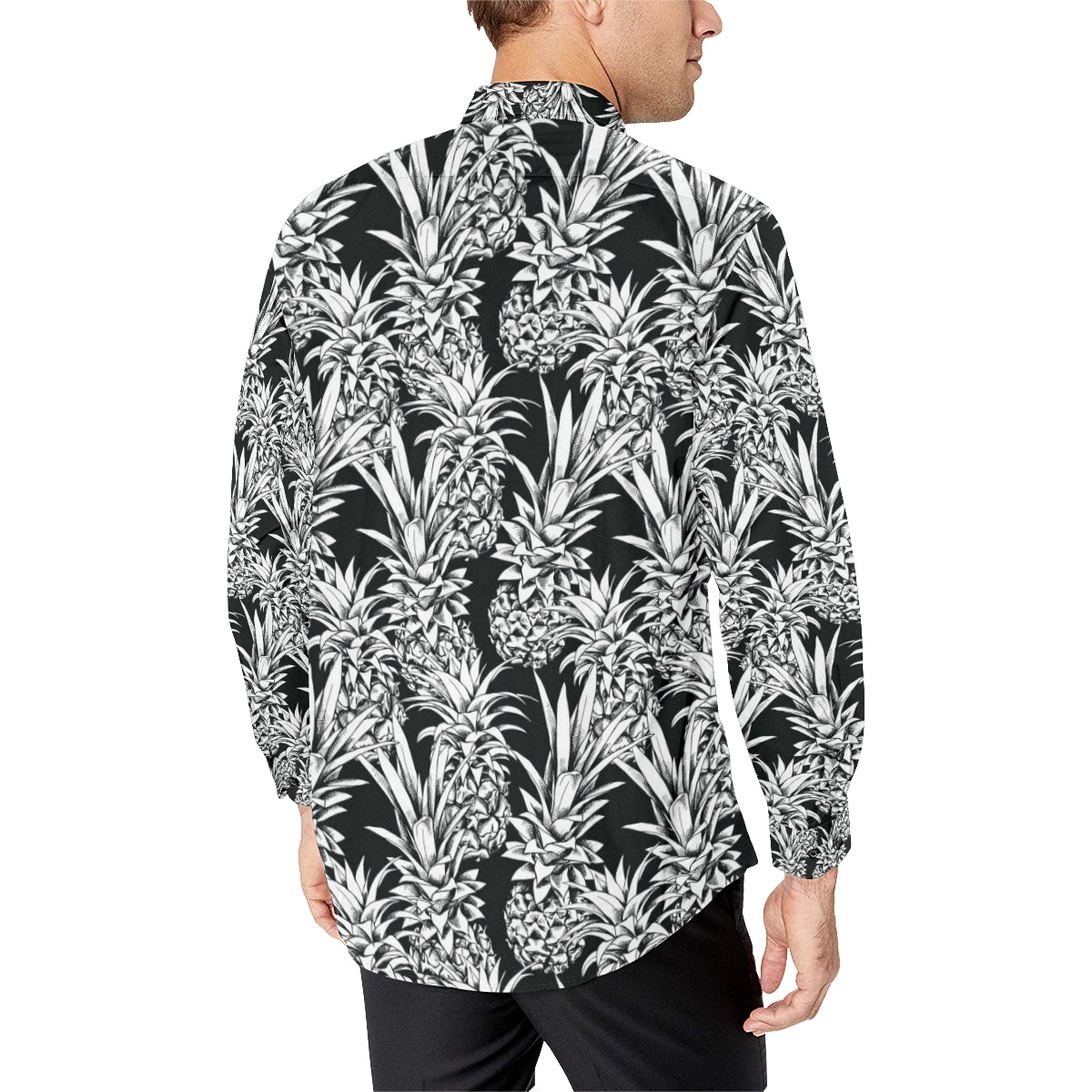 Pineapple Pattern Print Design PP08 Men's Long Sleeve Shirt