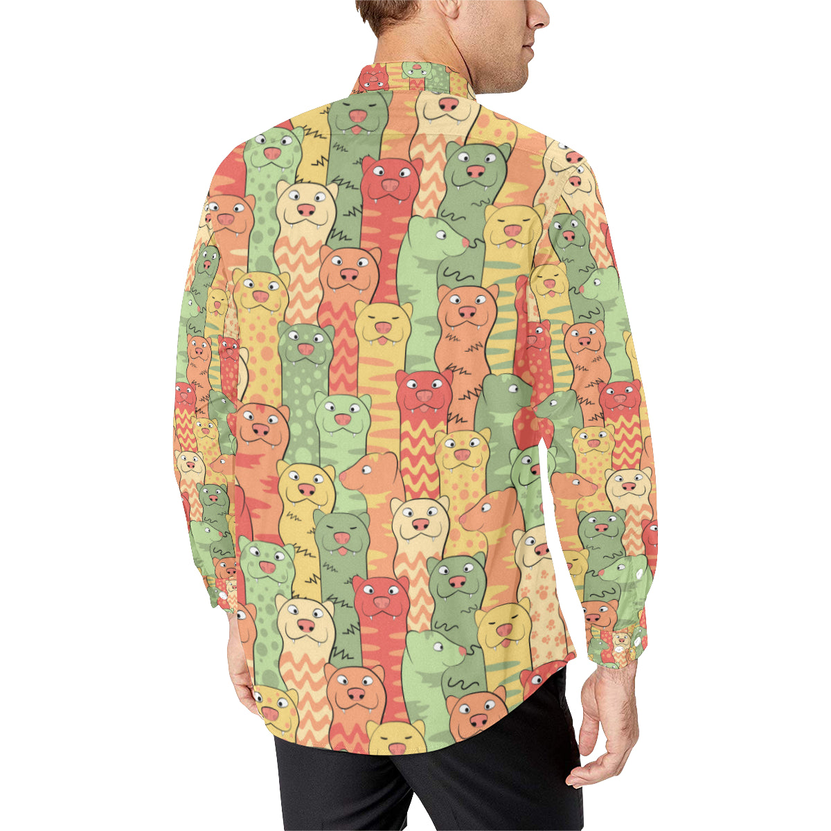 Ferret Pattern Print Design 01 Men's Long Sleeve Shirt
