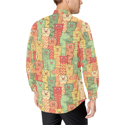 Ferret Pattern Print Design 01 Men's Long Sleeve Shirt