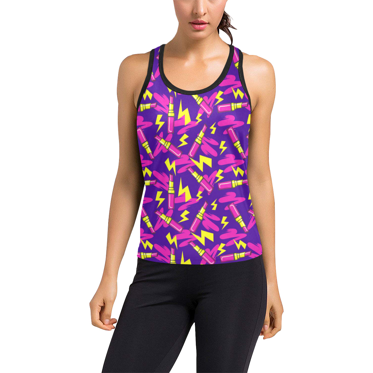 Lipstick Pattern Print Design LT04 Women's Racerback Tank Top