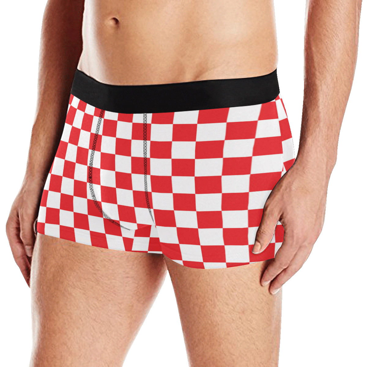 Checkered Red Pattern Print Design 04 Men's Boxer Briefs
