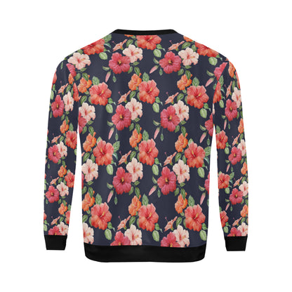 Tropical Flower Pattern Print Design TF020 Men Long Sleeve Sweatshirt