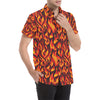 Flame Fire Print Pattern Men's Short Sleeve Button Up Shirt