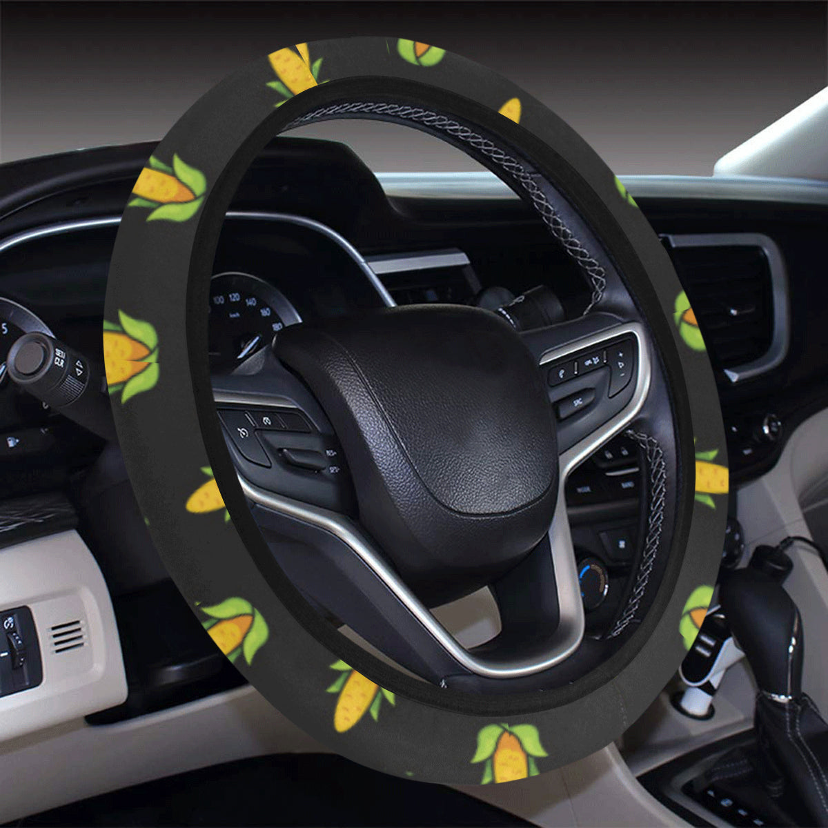 Corn Pattern Print Design 04 Steering Wheel Cover with Elastic Edge