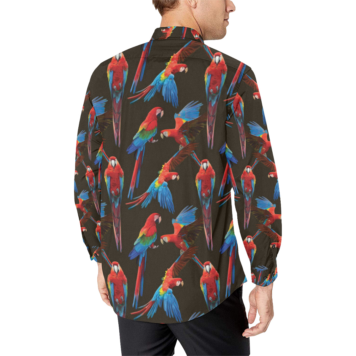 Macaw Pattern Print Design 04 Men's Long Sleeve Shirt