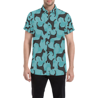 Schnauzers Pattern Print Design A01 Men's Short Sleeve Button Up Shirt
