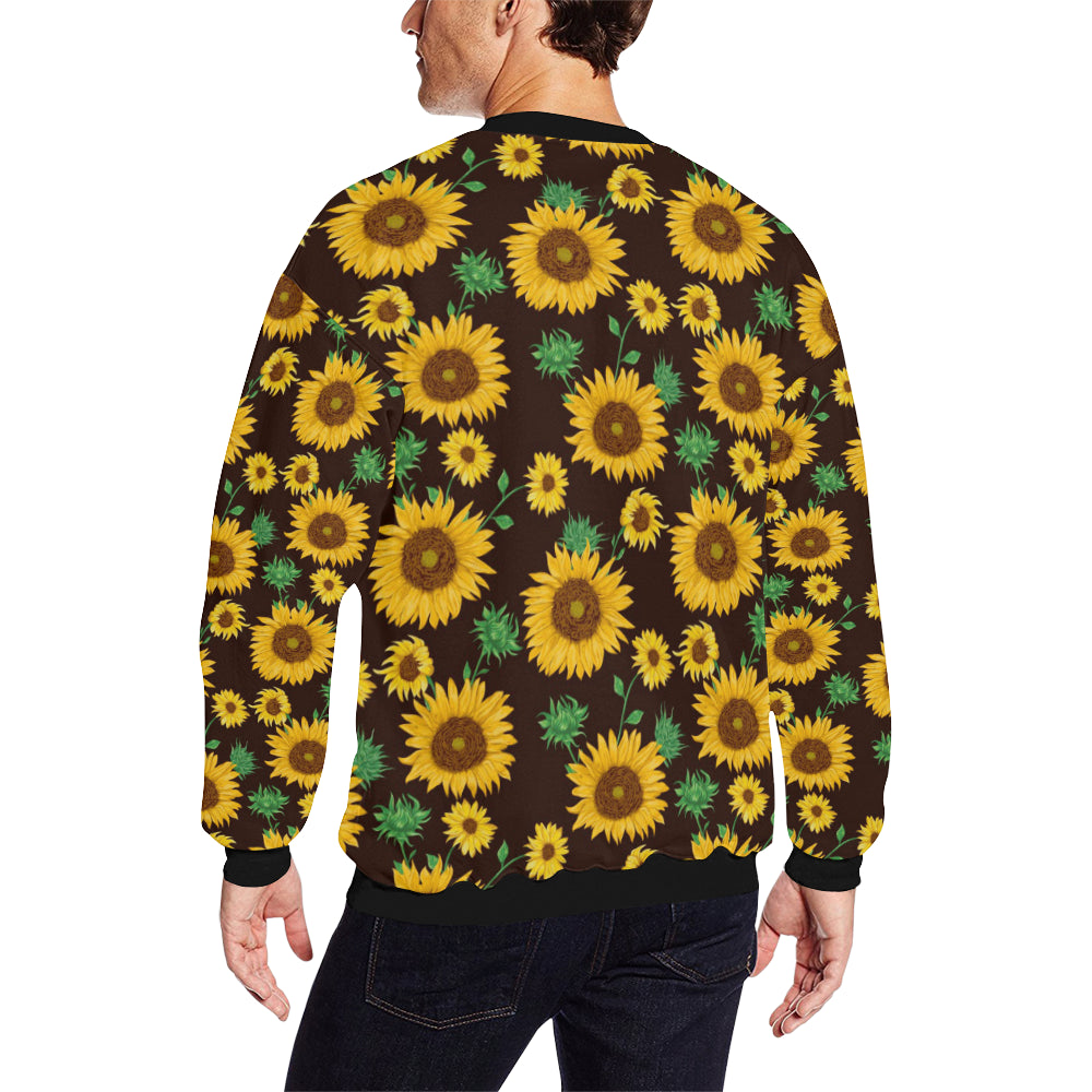 Sunflower Pattern Print Design SF01 Men Long Sleeve Sweatshirt