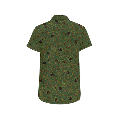 Brocade Pattern Print Design 02 Men's Short Sleeve Button Up Shirt