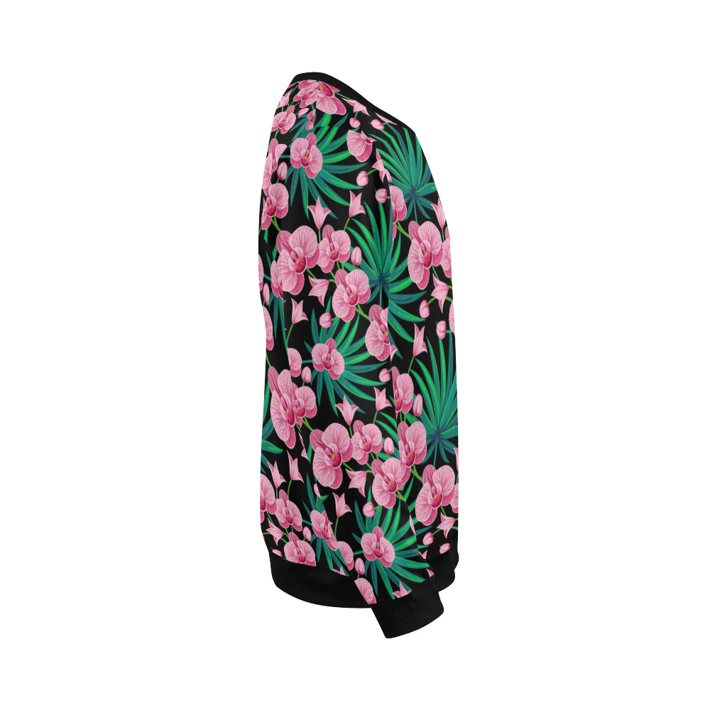 Orchid Pink Pattern Print Design OR06 Men Long Sleeve Sweatshirt