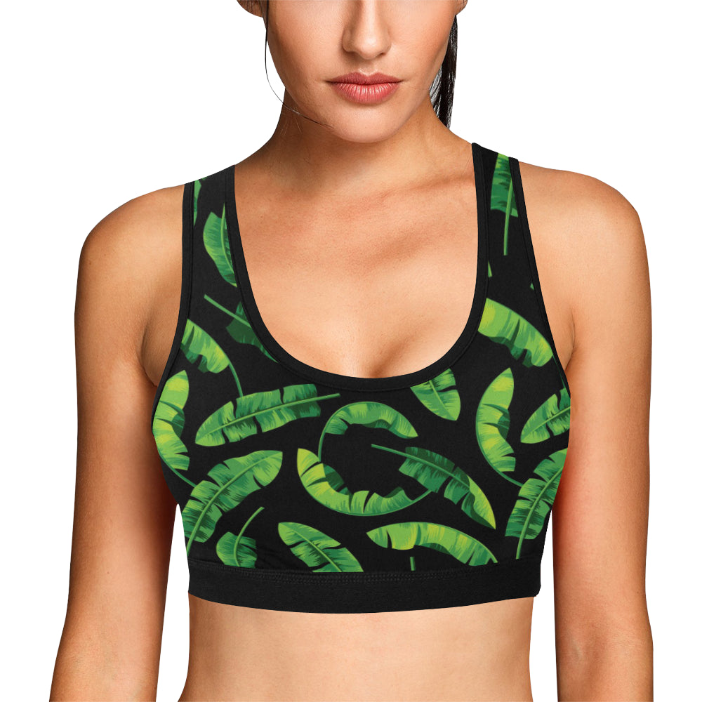 Banana Leaf Pattern Print Design BL02 Sports Bra
