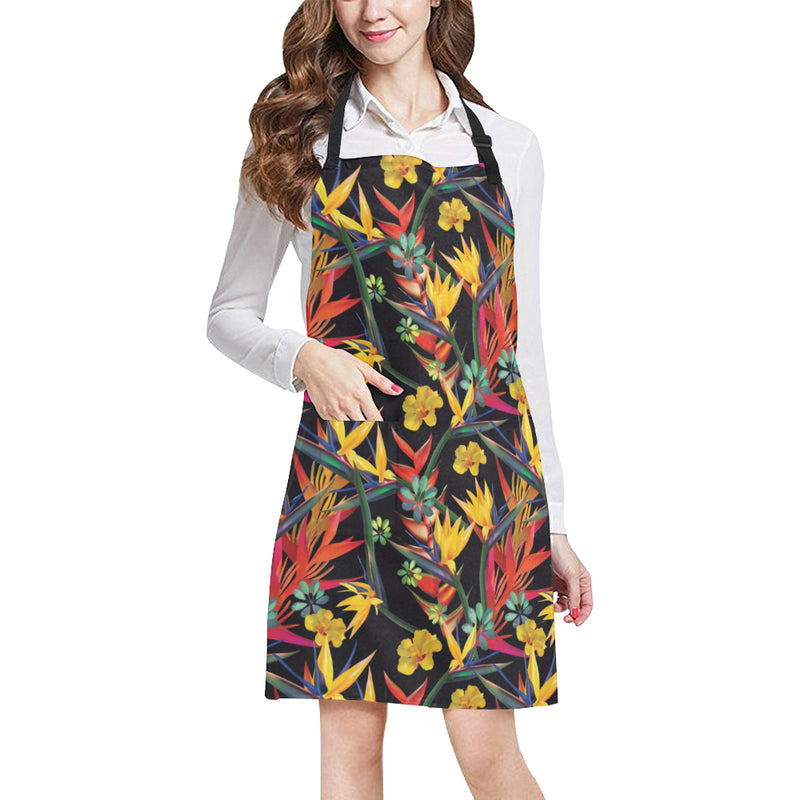 Bird Of Paradise Pattern Print Design BOP016 Apron with Pocket