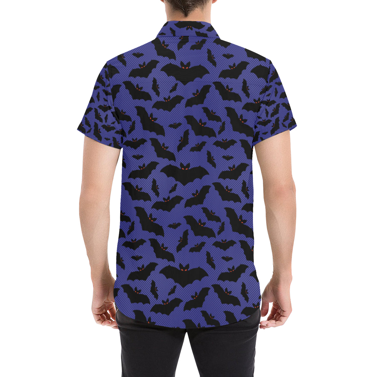 Bat Halloween Pattern Print Design 02 Men's Short Sleeve Button Up Shirt