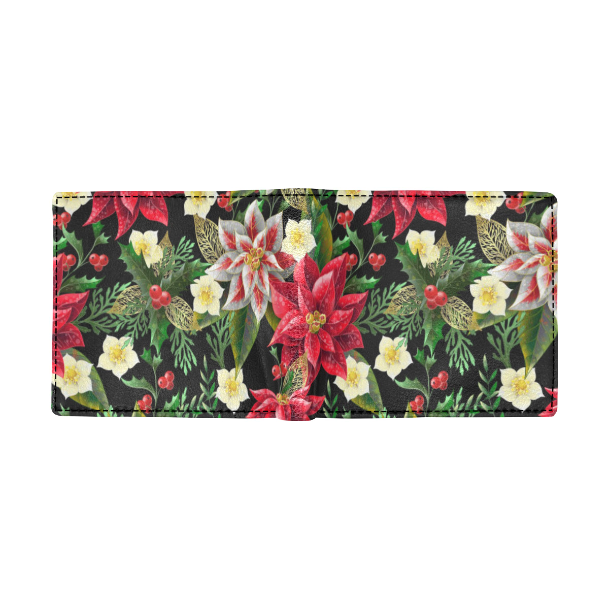 Poinsettia Pattern Print Design POT05 Men's ID Card Wallet