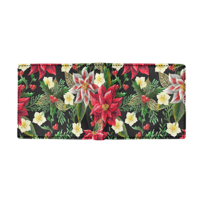Poinsettia Pattern Print Design POT05 Men's ID Card Wallet