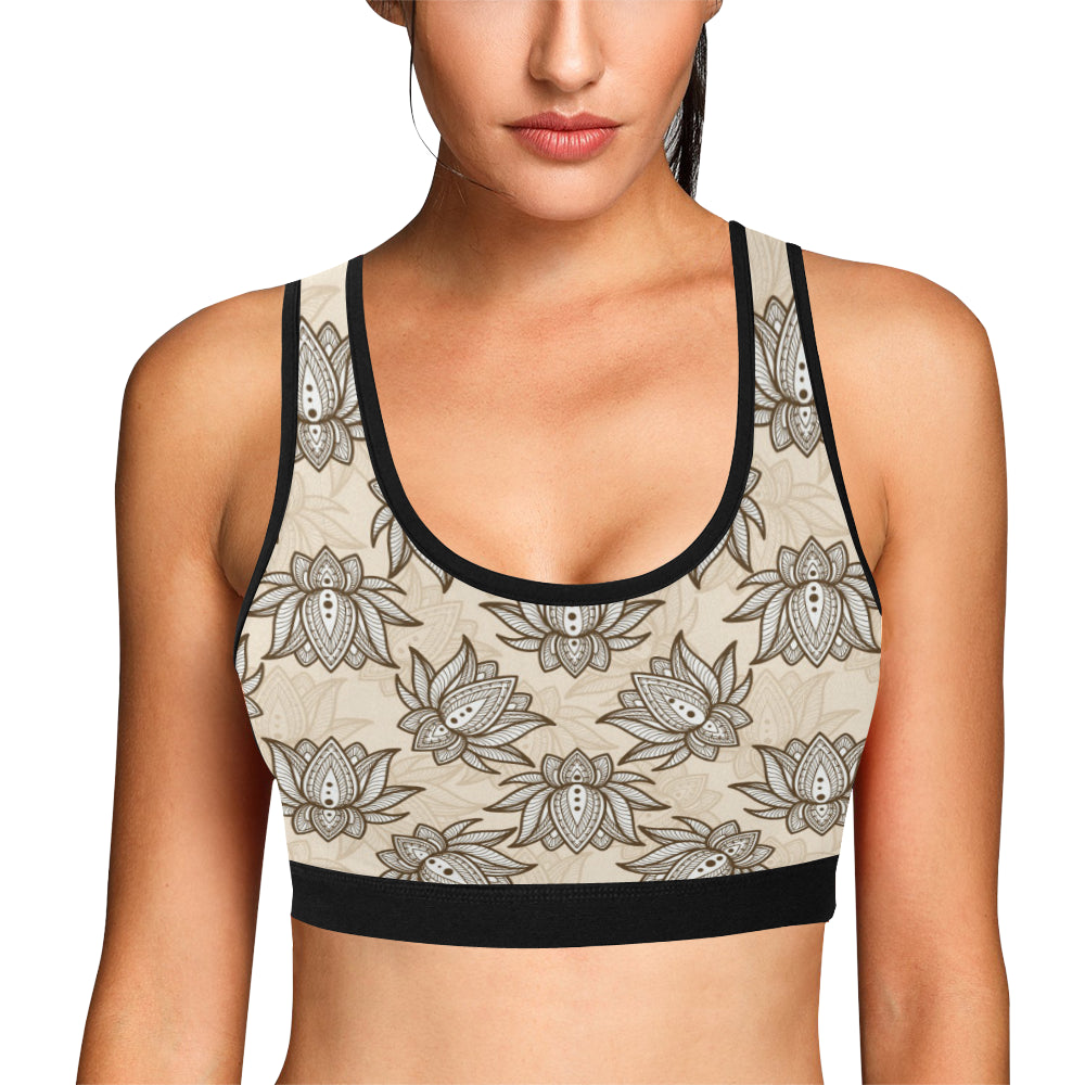 lotus Boho Pattern Print Design LO05 Sports Bra