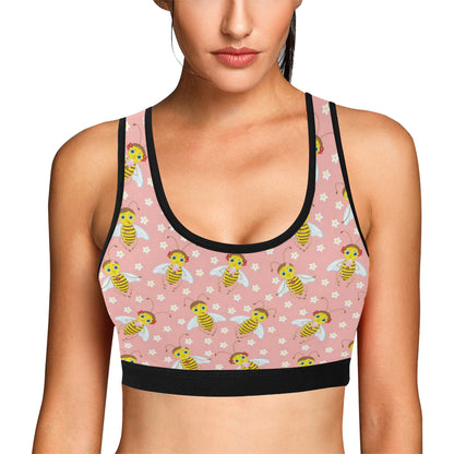 Bee Pattern Print Design BEE07 Sports Bra