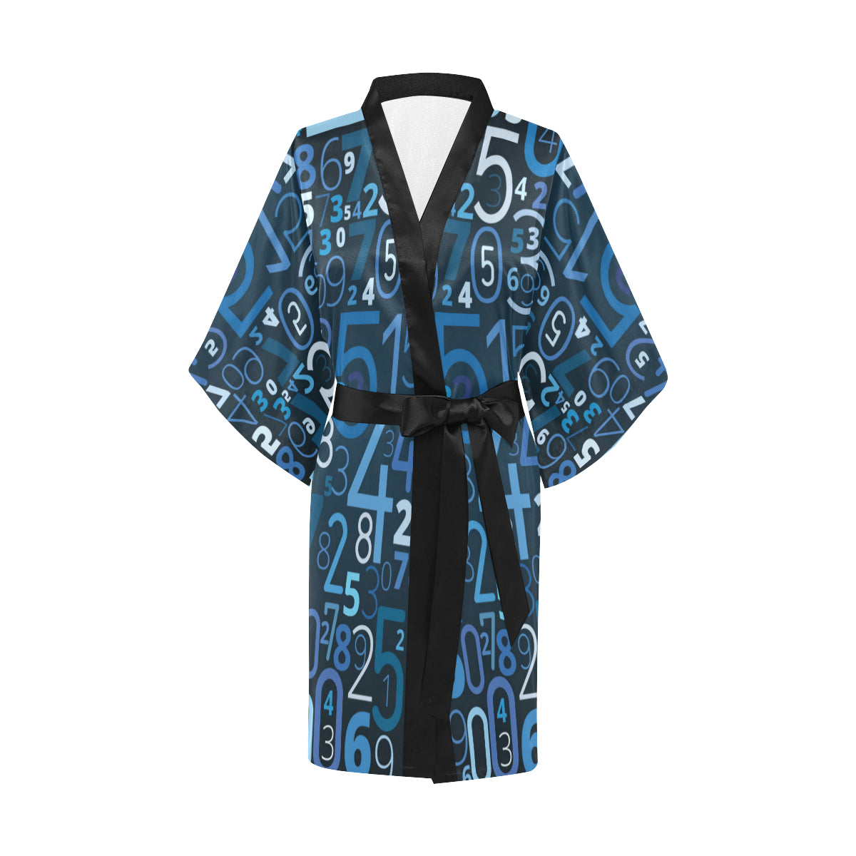 Number Pattern Print Design A02 Women's Short Kimono
