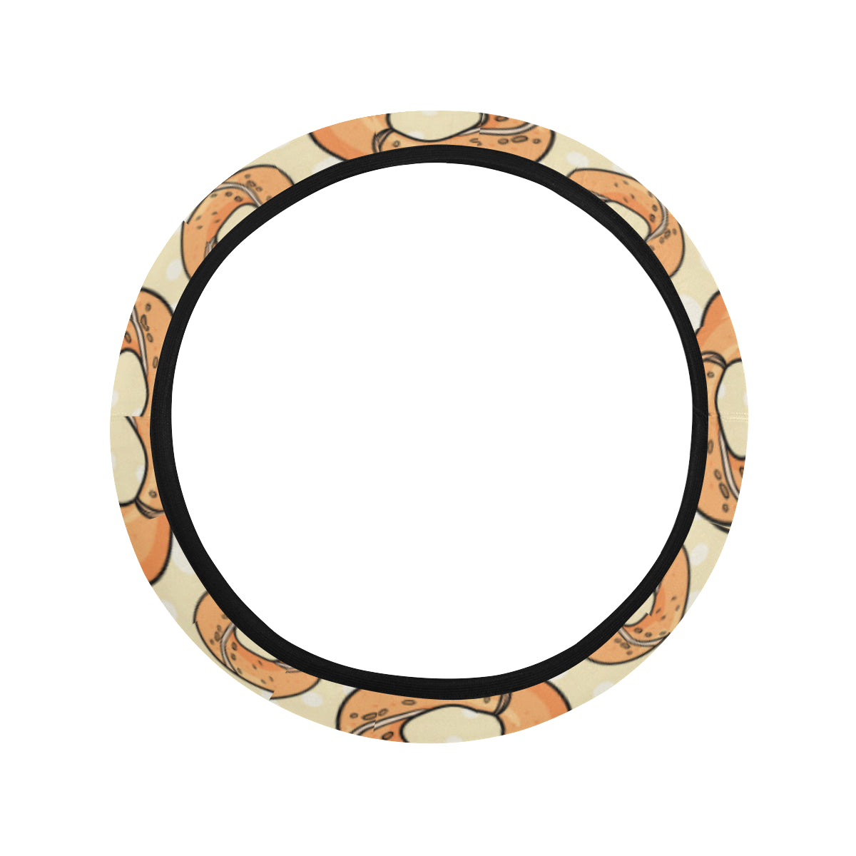 Bagel Pattern Print Design 03 Steering Wheel Cover with Elastic Edge