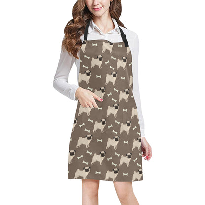 Pug Pattern Print Design A02 Apron with Pocket
