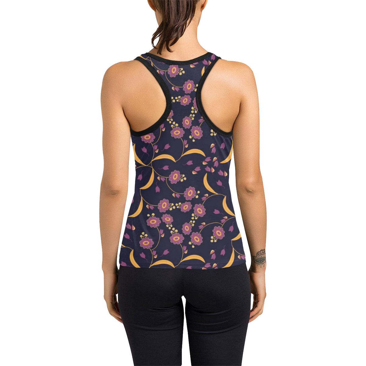 Anemone Pattern Print Design AM012 Women's Racerback Tank Top