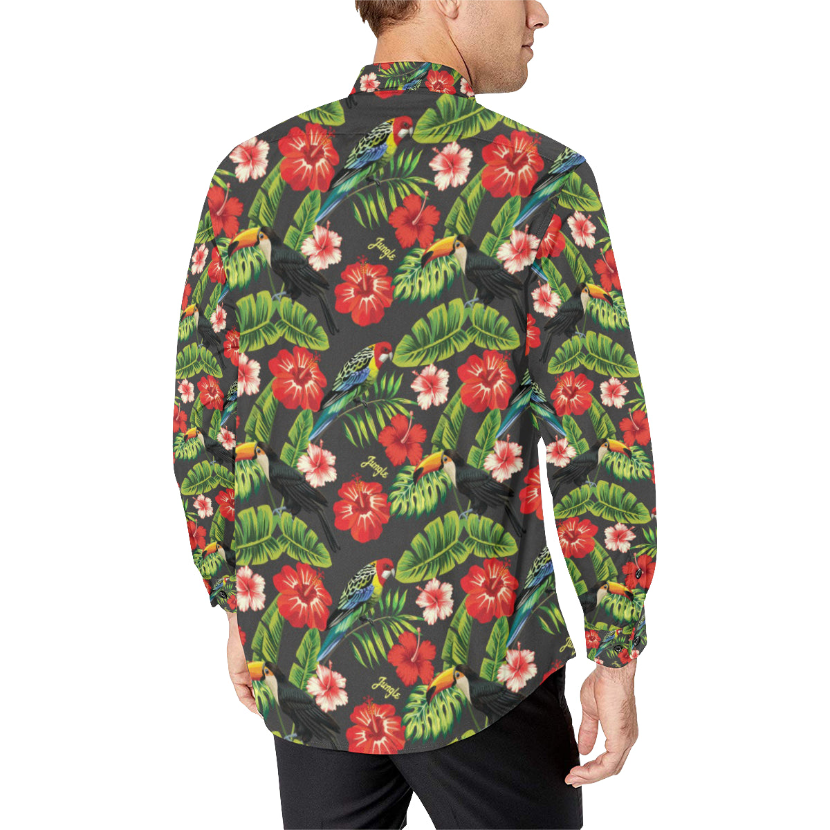 Tropical Flower Pattern Print Design TF04 Men's Long Sleeve Shirt