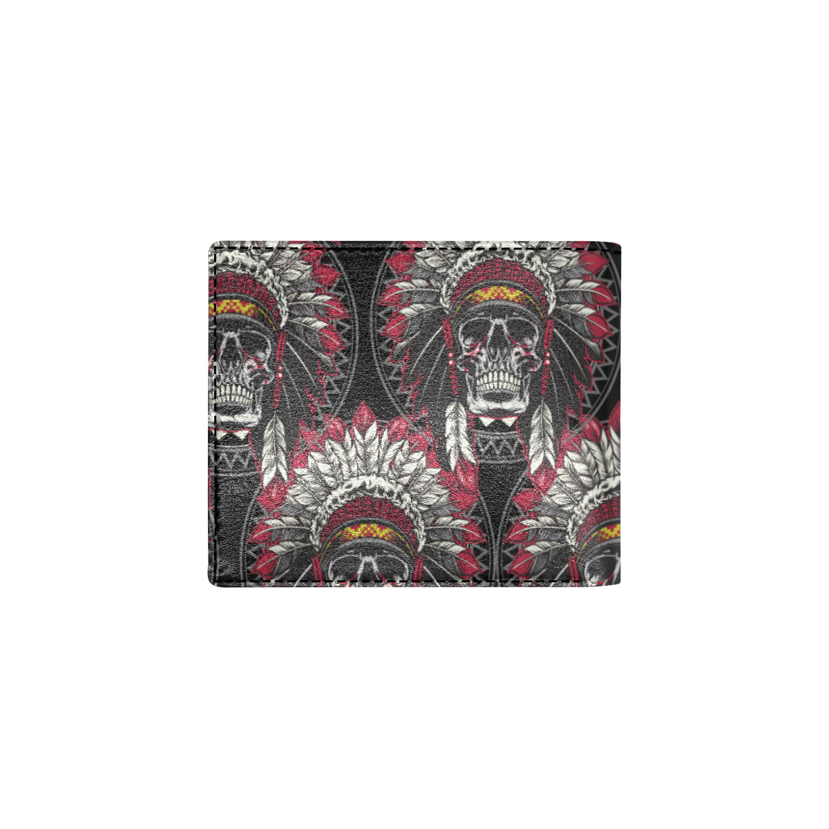 Native Indian Skull Men's ID Card Wallet
