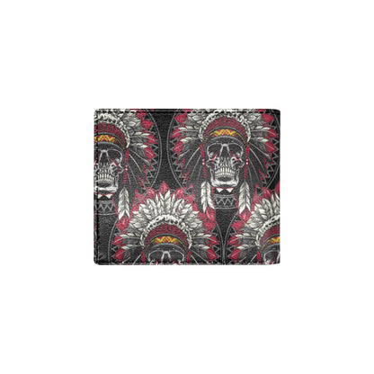 Native Indian Skull Men's ID Card Wallet